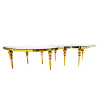 Vente en gros Table de mariage serpentine de luxe courbée en acier inoxydable à dessus blanc
