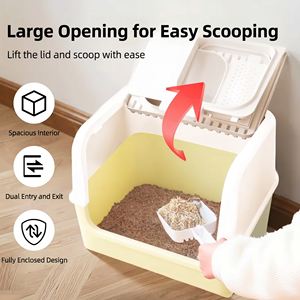 Lettiera per Gatti Extra-Large Completamente Chiusa con Ingresso Superiore e Porta Anteriore, Anti-Tracciamento, Facile da Pulire, Anti-Odore, Anti-Schizzi - Product Image 2