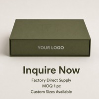 Boîte cadeau vert olive à trois compartiments, impression personnalisée, fermeture magnétique rigide, pliable, vente en gros, directement de l'usine, emballage plat