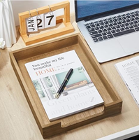 Paquete de 3 bandejas apilables de madera tipo soporte, organizador de archivos de escritorio tamaño A4 para almacenamiento de correo, revistas y papel de oficina