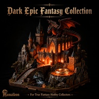 Hamaileon Miniature - Diorama de château médiéval fantastique en bois artisanal à assembler, avec dragon et anneau - Puzzle 3D en bois