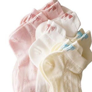 Women's <b>Breathable</b> Boat <b>Socks</b> With Bow Design Pink White Cream Yellow Low Top Summer Casual <b>Socks</b> For Youth - Product Image 4