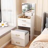 Commode de chevet multifonctionnelle avec tiroirs intégrés, éclairage LED rabattable et interface USB pour chambre à coucher