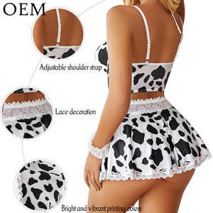 Ensemble de lingerie sexy rétro personnalisé en usine, 5 pièces, robe tablier pour femmes, cosplay, ensemble de lingerie, dentelle, strass, tenue de femme de chambre, costume - Product Image 2