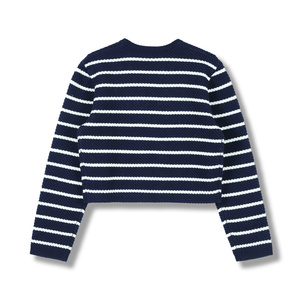<span class=keywords><strong>Pull</strong></span> en jacquard à col en V à manches longues pour femmes, automne-hiver 2025, OEM et ODM personnalisés, couleur contrastée, <span class=keywords><strong>rayé</strong></span>, cardigan en tricot avec boutons - Product Image 3