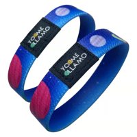 Bracelets promotionnels personnalisés en polyester extensible, imprimés par transfert thermique, imitation tissée antique, avec logo sur mesure