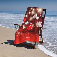 Christmas Theme Microfiber Beach Towel Quick Dry Luxury Hotel Quality with Red Snowflake Modern Style Soft Absorbent Suede