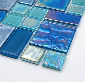 48mm ngoài trời giá rẻ Tự làm màu xanh ánh Kim Pha Lê thủy tinh Gạch <span class=keywords><strong>Mosaic</strong></span> cho hồ bơi - Product Image 5