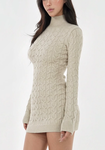 Váy len ngắn mùa đông kiểu cổ lọ nửa cao, thiết kế xoắn, không lưng, ôm sát, phong cách retro, may tinh tế - Product Image 2