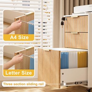 SENYU Minimalist 3 <b>Drawer</b> Filing Cabinet with Wood Finish Lockable <b>Office</b> Storage for Home <b>Office</b> Use - Product Image 5