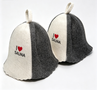 Chapeau de sauna en feutre de laine brodé avec la phrase « I Love Sauna », design bicolore, structure intérieure, accessoire pour fête de sauna