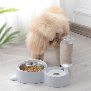 Mangkuk pemberi makan hewan peliharaan plastik murah dengan Dispenser air otomatis tempat makan kucing anjing ganda pabrik OEM grosir - Product Image 5