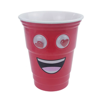 Vente directe d'usine Robuste Monster Purple PP 480ml Tasses de fête avec des expressions drôles pour les boissons de Noël ou d'anniversaire