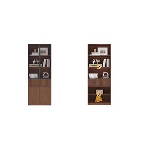 XHA <b>Solid</b> <b>Wood</b> <b>Bookcase</b> with Glass Doors Modern Minimalist Design Black Walnut Finish for Home Office & Living Room Storage - Product Image 4