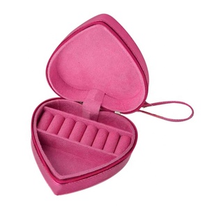 Custom Girl Pu Leather Travel <strong>Jewelry</strong> Case Portable <strong>Heart</strong> <strong>Shape</strong> Jewellery Storage <strong>Boxes</strong> - Product Image 1