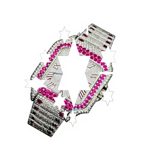 Montre de luxe rose en moissanite VVS, entièrement sertie de diamants, cadran carré, montre automatique, bijoux hip-hop - Product Image 1