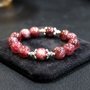 Pulsera de Cuentas Elásticas de Cuarzo Fresa Natural de 12 mm, Certificada por Terceros, a Precios Bajos - Product Image 1