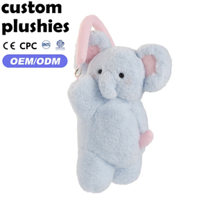 Boîte à mouchoirs en peluche <span class=keywords><strong>éléphant</strong></span> <span class=keywords><strong>bleu</strong></span> clair personnalisée avec col en dentelle et nœud écossais pour voiture - Product Image 1