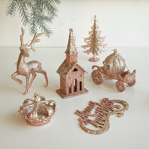 Pendentif maison renne scintillant de Noël, décorations de Noël, ornements pour sapin de Noël, articles d'ambiance, vente en gros - Product Image 1