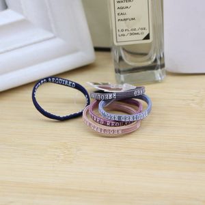 Élastiques à cheveux en tissu avec motif lettres, haute élasticité, sans couture, pour usage quotidien, série fleurs en cristal - Product Image 2