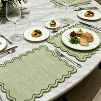 Set de table brodé style crème, nappe vintage en tissu dentelle, dessous de plat isolant thermique pour mariage, banquet, table transfrontalière
