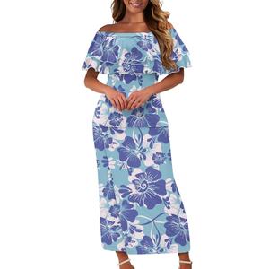 <span class=keywords><strong>Abbigliamento</strong></span> polinesiano donna due pezzi Set personalizzato Puletasi con spalle scoperte top e gonne lunghe - Product Image 4