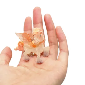 Cartoon Mini Cute Animal Flocking Figures Soft Plastic Vinyl Toys Mini Flying Pony Toys For Kids Cute Figurines