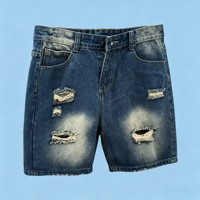 Shorts en jean noir délavé pour homme XQK001 à 6,35 $, shorts en jean coupe droite imprimés graphiques style streetwear pour homme, vente en gros personnalisée