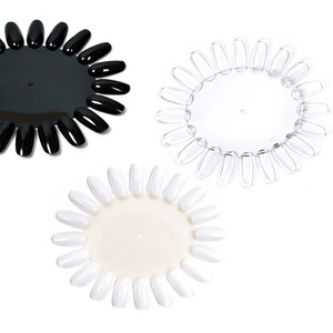 Lot de 10 présentoirs ovales pour ongles motif tournesol, 20 faux ongles pour la pratique, palette de couleurs pour vernis gel en ABS - Product Image 1