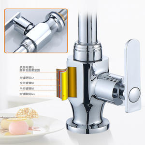 Robinet de lavabo en laiton à poignée unique avec cartouche céramique, à poser sur le comptoir, monotrou - Product Image 1