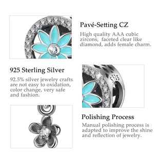 DIY Super encantador esmalte pintado floret colgante S925 pulsera <span class=keywords><strong>de</strong></span> plata esterlina espacio cuentas para el bebé y los niños - Product Image 5