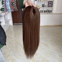 Huiruhair Perruques en dentelle de luxe européennes à base de cheveux humains vierges blonds doux à brins fins, avec dessus en soie, 6 pouces, courtes, avec frange Remy, transparentes