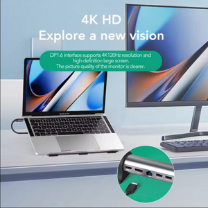 الأكثر مبيعًا قوس دفتر من سبائك الألومنيوم نوع <span class=keywords><strong>C</strong></span> <span class=keywords><strong>HUB</strong></span> متعدد المنافذ 7 في 1 <span class=keywords><strong>USB</strong></span> <span class=keywords><strong>C</strong></span> <span class=keywords><strong>HUB</strong></span> إلى إيثرنت 8K HDMI DP PD W Thounderbolt 4 - Product Image 3