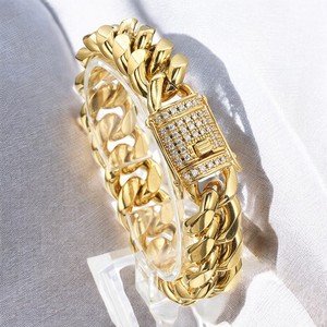 Pulsera de Eslabones Cubanos de 8/10/12/14/16/18 mm Chapada en Rodio, Unisex, de Acero Inoxidable, con Diamantes de Circonio, Estilo Punk, Cadena de Regalo - Product Image 2