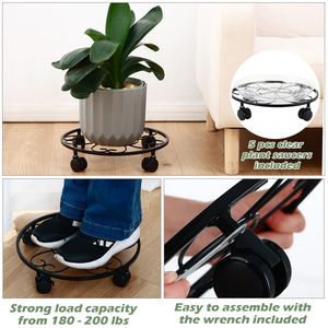 Supports à plantes en métal en gros avec roulettes, supports à plantes roulants avec roulettes, chariots à plantes, roulettes pour déplacer les pots de fleurs, jardin - Product Image 4