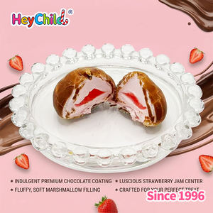 Caramelle all'ingrosso personalizzate con etichetta privata, marshmallow al cioccolato fondente con ripieno di marmellata di fragole, scatola morbida, dolci per bambini, OEM - Product Image 4