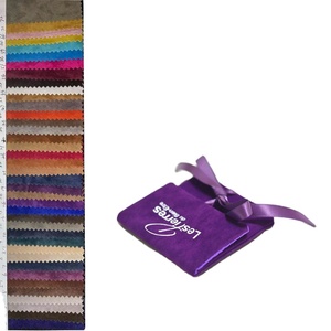Pochette d'emballage promotionnelle pour bijoux, personnalisée, en suède violet avec doublure en satin, pour collier, bracelet, bague - Product Image 3