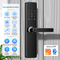 Serrure de porte intelligente biométrique à empreintes digitales, serrure numérique WiFi sans clé, poignée électronique avec application TTlock Tuya pour la maison et le bureau