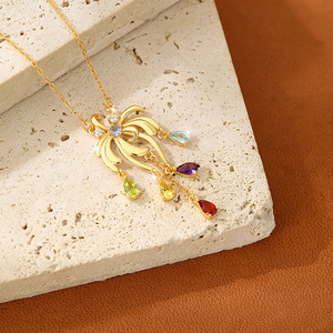 9 Dainty <b>Water</b> Drop <b>Crystal</b> Colorful Fireworks Tassel Necklace 3*5mm Pear Cut Natural Stone 925 Silver Gold Plated Jewelry - Product Image 4