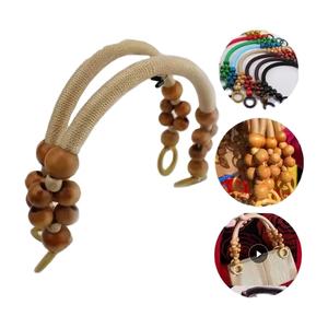 Poignées de sac perlées en bois, poignées de sac à main en corde de <span class=keywords><strong>nylon</strong></span>, poignées de sac de remplacement en forme de U pour la fabrication de sacs à bandoulière - Product Image 1