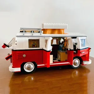 10220 T1 Camper Bricks <span class=keywords><strong>Van</strong></span> Car Plastic Camper <span class=keywords><strong>Van</strong></span> Bus Building Blocks Set Transportation Theme DIY Toy for Boys 1334 Pcs - Product Image 4