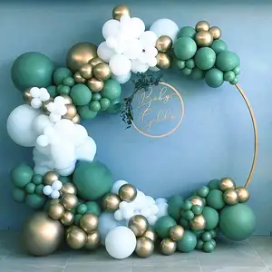 Набор декоративных гирлянд для воздушных шаров, комплект из Зеленых, белых, золотых, металлических, матовых шаров, для праздника, дня рождения