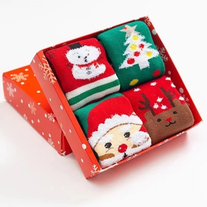 Nouveauté drôle Santa Christmas Style Crew chaussettes taille libre femmes coloré X'mas chaussettes en coton avec paquet de boîte-cadeau - Product Image 3