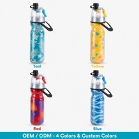 Bouteille pulvérisateur d'eau en plastique PET 500 ml à double paroi, avec bouchon à paille et poignée de transport, légère, pour extérieur, logo personnalisé