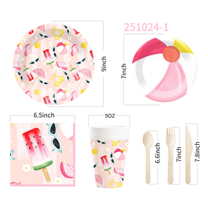 DAMAI Nuevo Juego de Vajilla Desechable con Diseño Personalizado Temático de Verano, Platos de Papel para Postre, Vasos y Servilletas con Diseño de Helado - Product Image 5