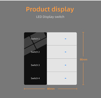 Interrupteur mural intelligent de luxe avec affichage LED, personnalisable, 1/2/3/4 voies, compatible Tuya ZigBee/WiFi