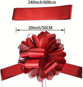Lazo grande de satén rojo de 18 "20" 30 "para decoración de fiesta, Lazo de cinta para tirar de feliz cumpleaños para coche, accesorio de lazo de coche dulce - Product Image 5