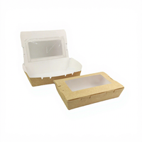 Boîtes à salade en papier kraft recyclable personnalisées avec fenêtre transparente, boîtes à fruits, sushi, boîtes à emporter pour la restauration rapide, boîtes à lunch