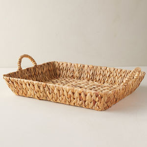 Panier de rangement rectangulaire peu profond en jacinthe d'eau pour la décoration de la maison, petit, grand, moyen, maison et cuisine - Product Image 4