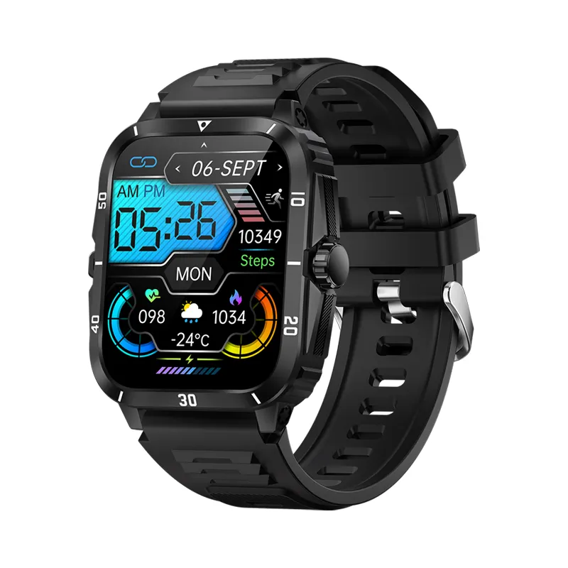 Outdoor-Smartwatch KT71 3AMT wasserdichter Sport-Tracker 1,96 Zoll HD-Bildschirm BT Anruf Smartwatch für Herren Damen 2024 Neuzugang